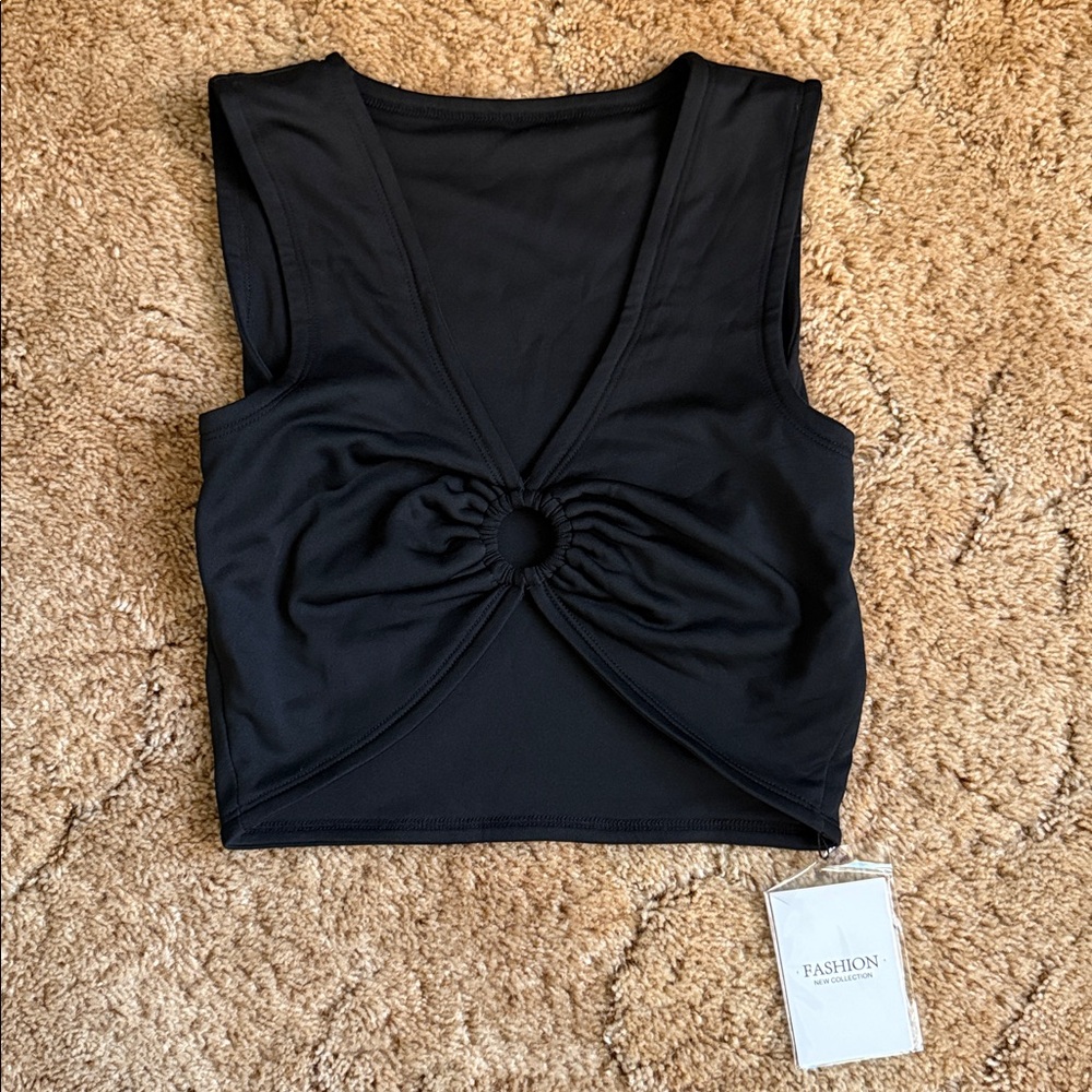Black Sleeveless Crop Top Size Small